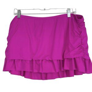La Blanca Swim Bottoms Skort Skirt Womens Plus Size 18W Pink Ruched Tummy Cntrl